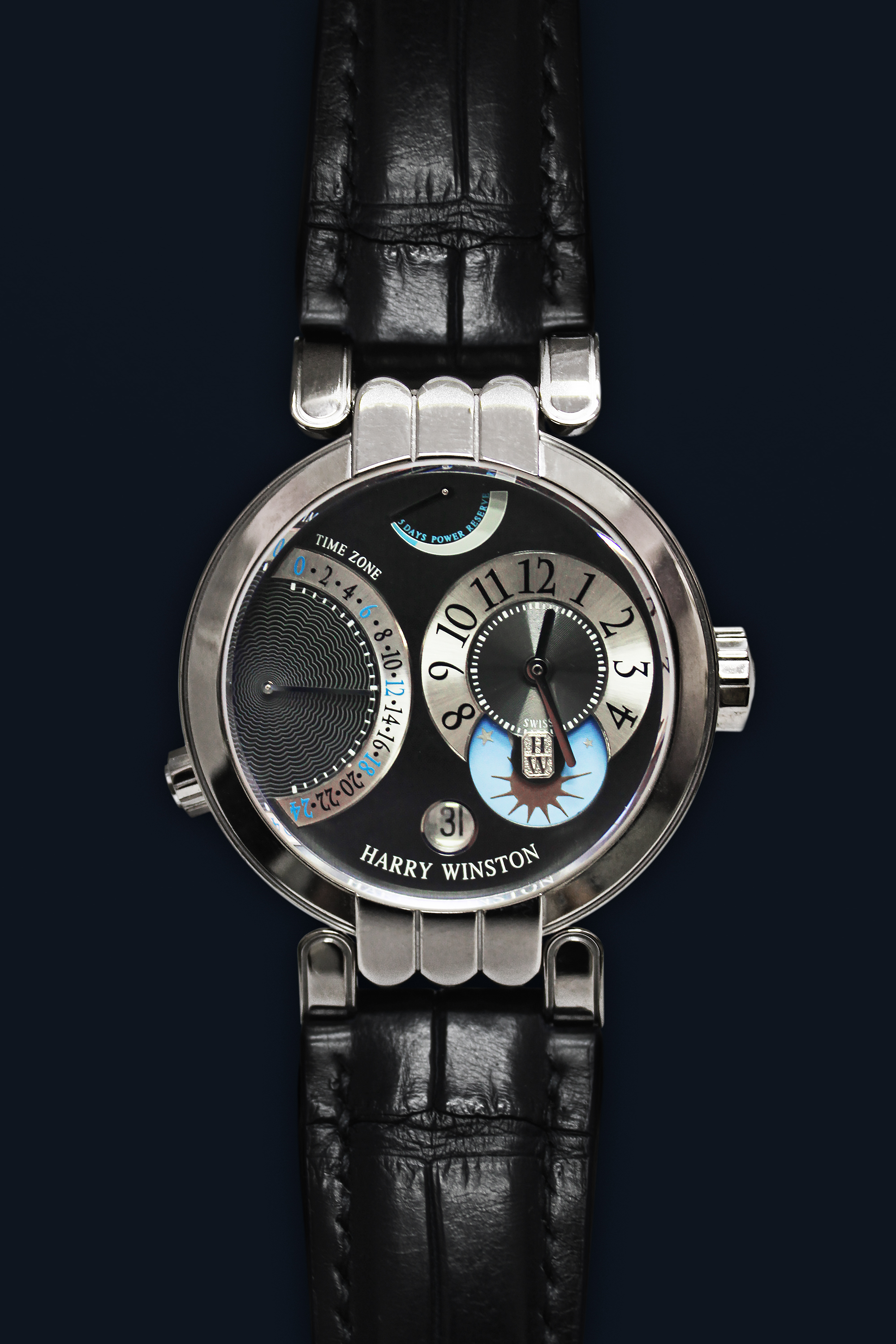 Harry Winston Premier Excenter Time Zone 200-MMTZ39W 18k white