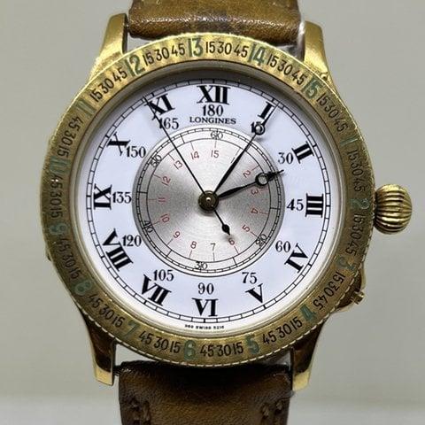 Longines Lindbergh Hour Angle 989.5216 38mm Yellow gold White