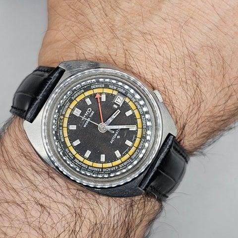 Seiko World Time 6117-6400 41mm Stainless steel Black